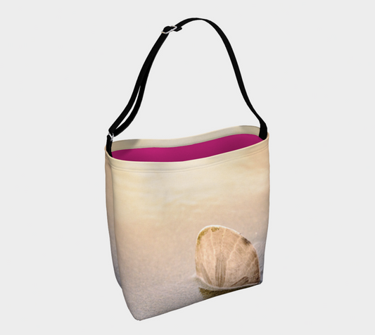 Standing in the Glow Sand Dollar Neoprene Day Tote: Radiant Coastal-Inspired Print Bag