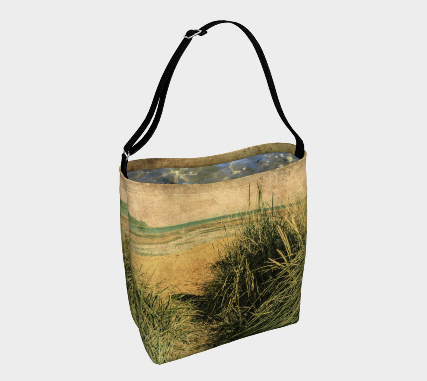 Vintage Beach Neoprene Day Tote: Nostalgic Seaside-Inspired Print Bag