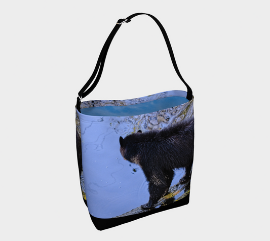 Waters Edge Bear Neoprene Day Tote: Coastal Wildlife-Inspired Print Bag