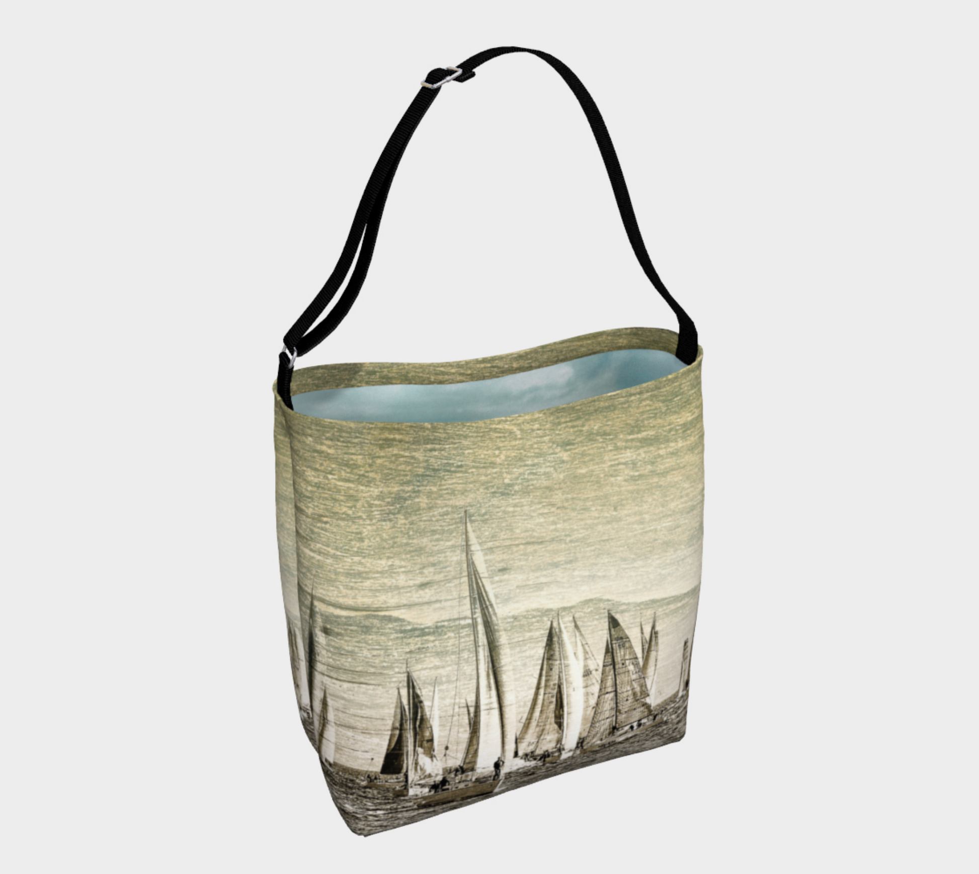 Yacht Race Neoprene Day Tote: Nautical-Inspired Boat Race Print Bag