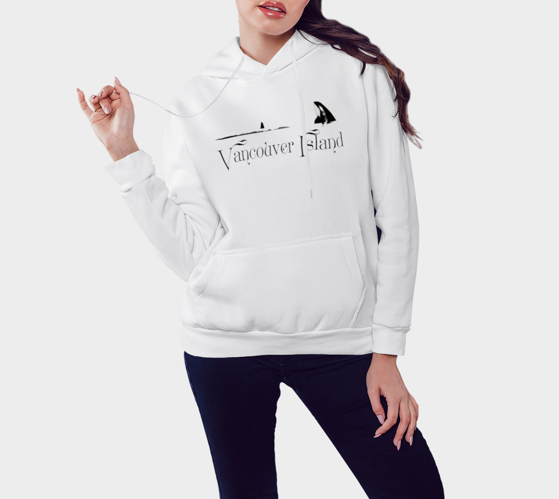 Orca Spy Hop Vancouver Island Unisex Pullover Hoodie Your Van Isle Goddess unisex pullover hoodie is a great classic hoodie!  Created with state of the art tri-tex material which is a non-shrink poly middle encased in two layers of ultra soft cotton face and lining.