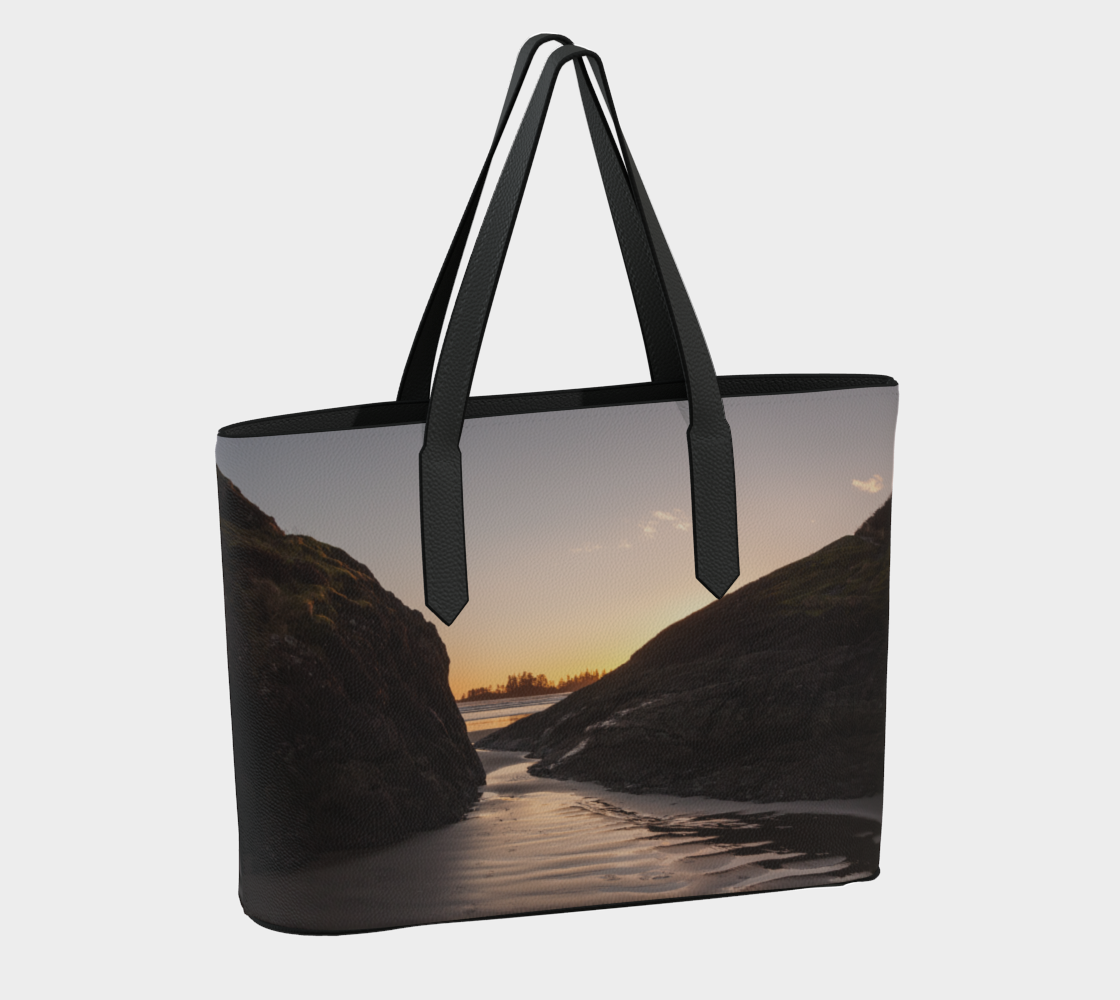 Long Beach Sunset Tofino Vegan Leather Tote Bag