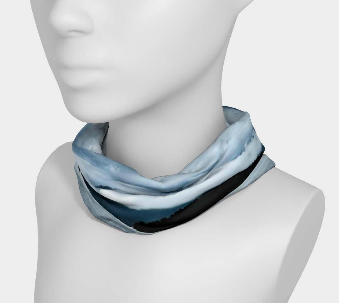 Neck Gaiter or Headband with a image of the Alberni Inlet on Vancouver Island.