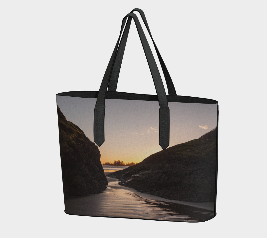 Long Beach Sunset Tofino Vegan Leather Tote Bag