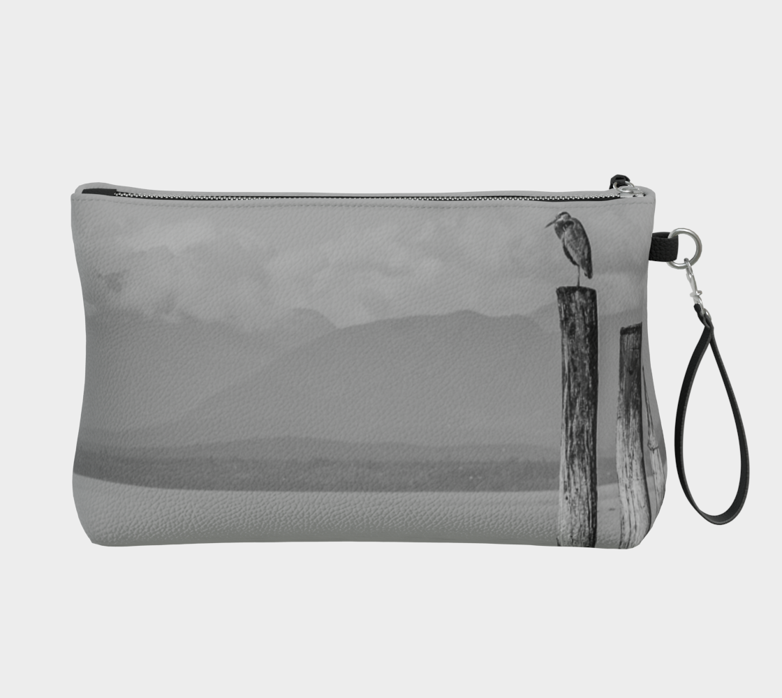 Blue Heron Perch Vegan Leather Makeup Bag