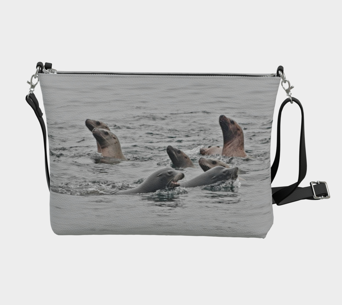 Sea Lions Vegan Leather Crossbody Purse