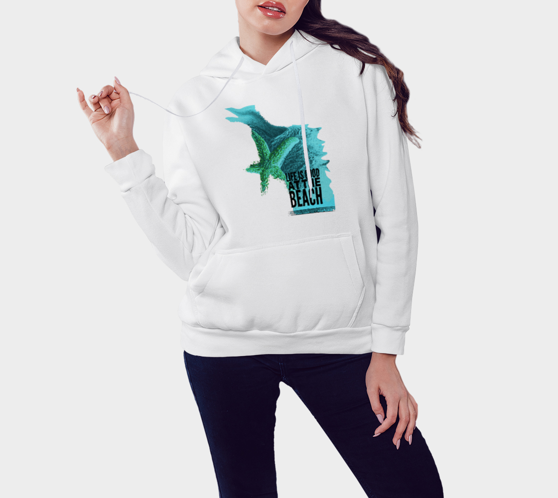 Life Is Good at The Beach Unisex Pullover Hoodie Your Van Isle Goddess unisex pullover hoodie is a great classic hoodie!  Created with state of the art tri-tex material which is a non-shrink poly middle encased in two layers of ultra soft cotton face and lining.