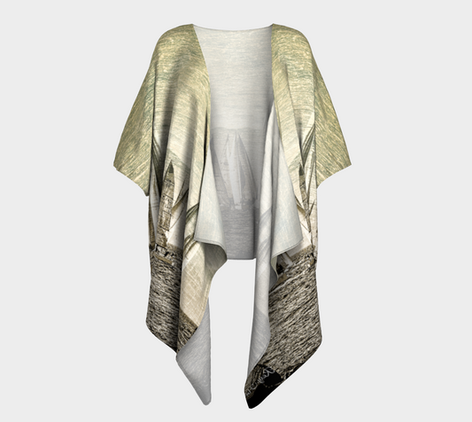 Front side of Yacht Race draped kimono.