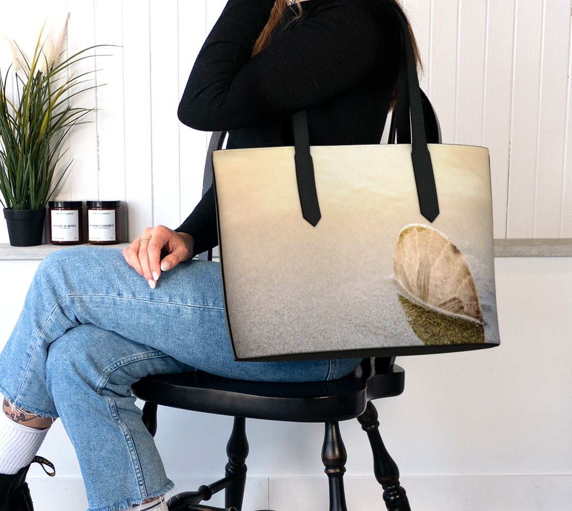 Standing in the Glow Sand Dollar Vegan Leather Tote Bag