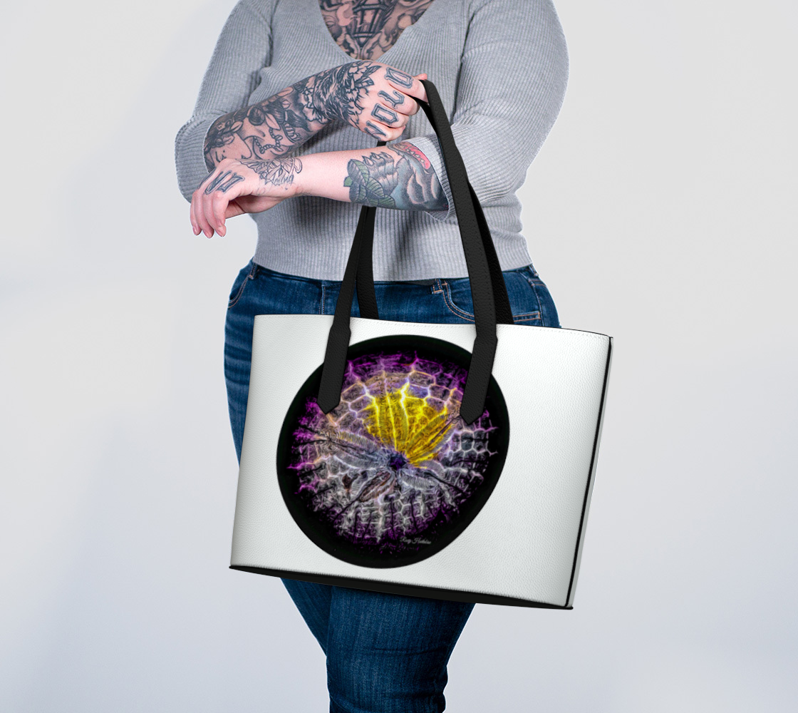 Spotlight Sand Dollar White Vegan Leather Tote Bag