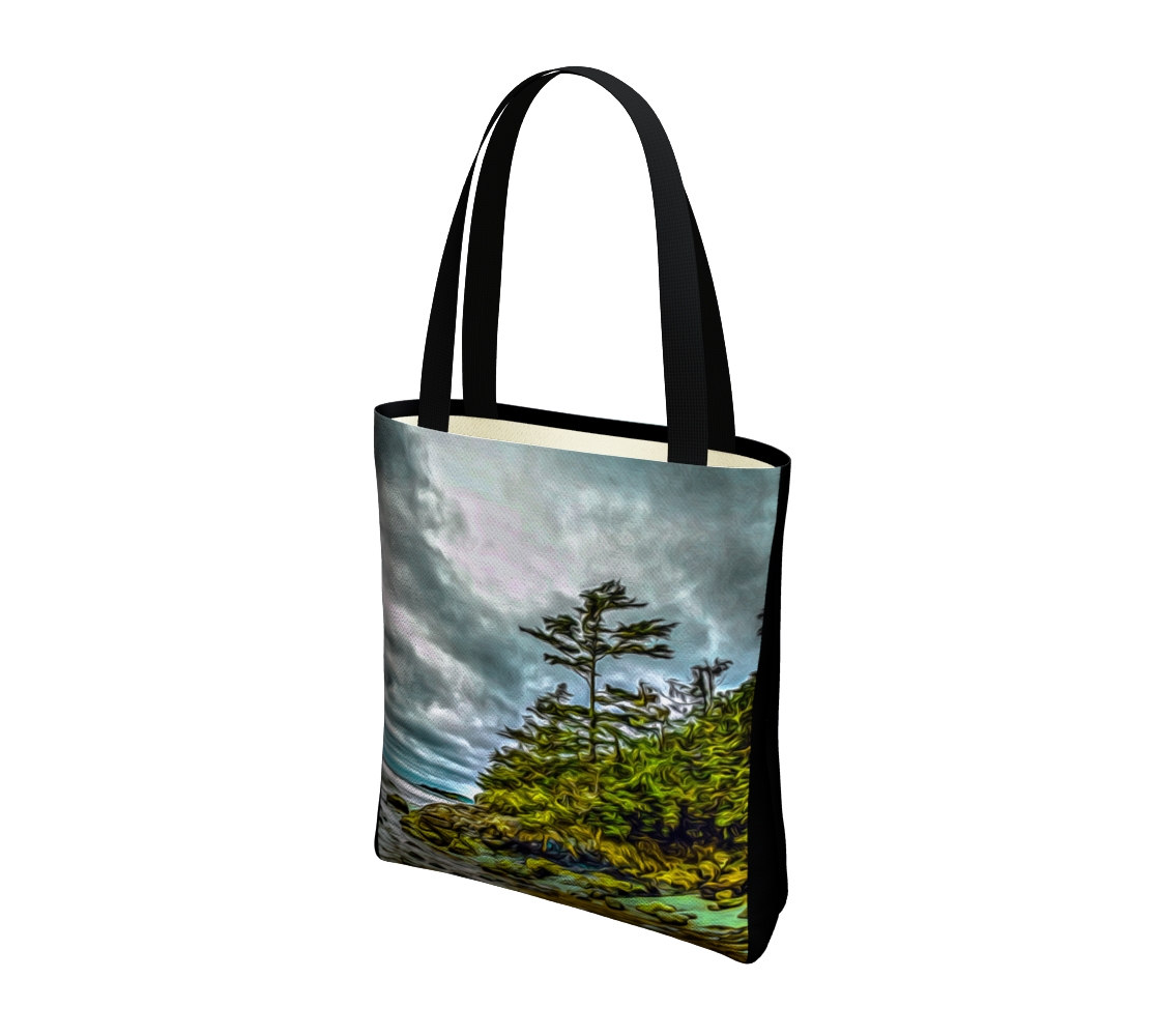 Inspiring West Coast Basic and Urban Tote Bags featuring printed artwork by Roxy Hurtubise. 