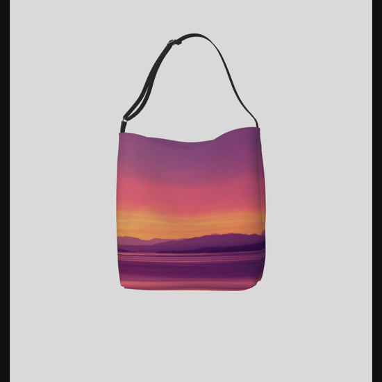 Video for Vancouver Island Sunset Neoprene Day Tote: Captivating Coastal Evening Print Bag