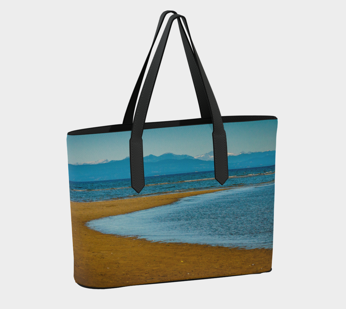 Parksville Beach Low Tide Vegan Leather Tote Bag
