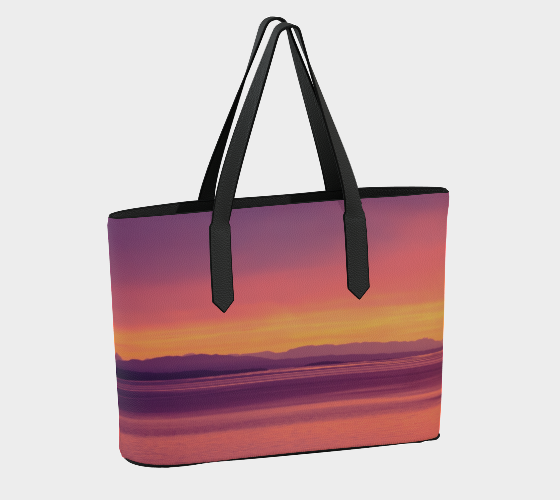 Vancouver Island Sunset Vegan Leather Tote Bag