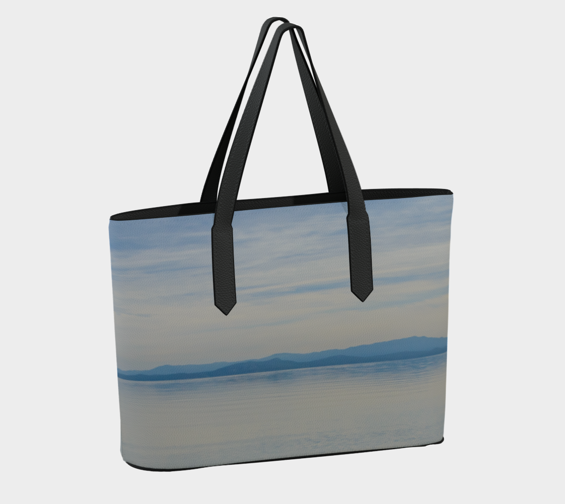 In The Distance Parksville Beach Vegan Leather Tote Bag