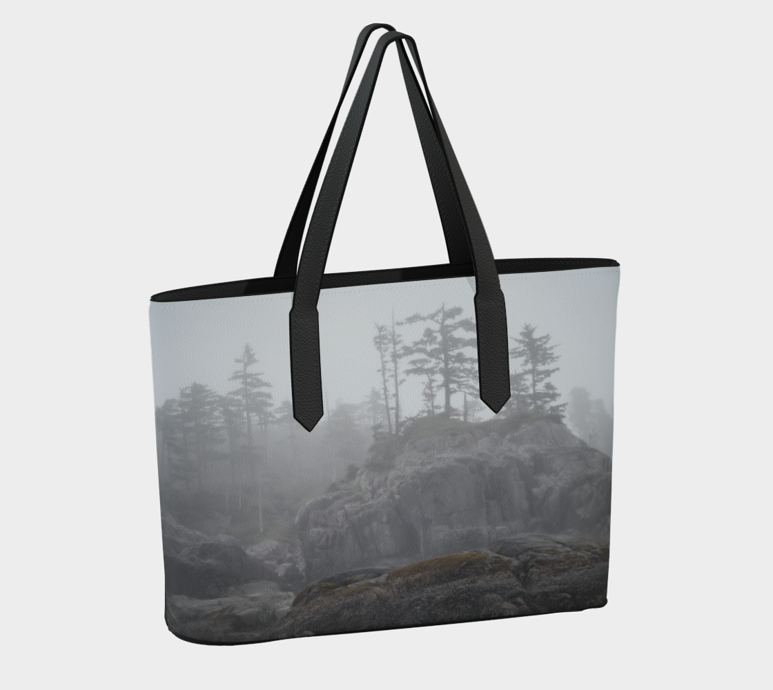 West Coast Landscape Fog Vegan Leather Tote Bag