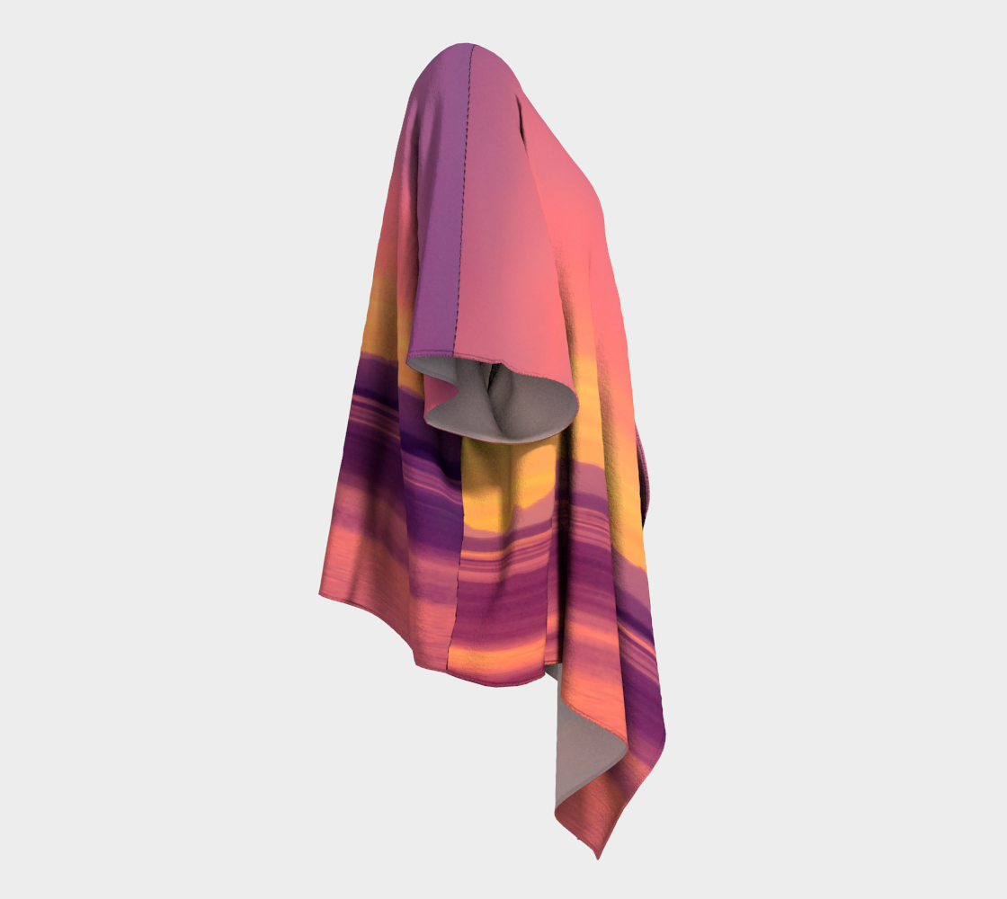 Right side of Vancouver Island Sunset II draped kimono.