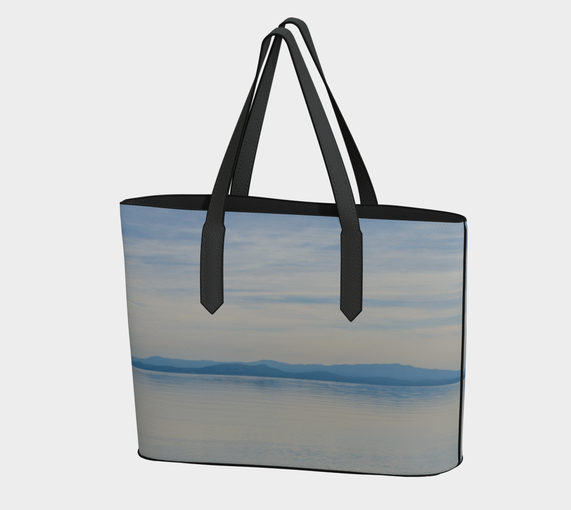 In The Distance Parksville Beach Vegan Leather Tote Bag