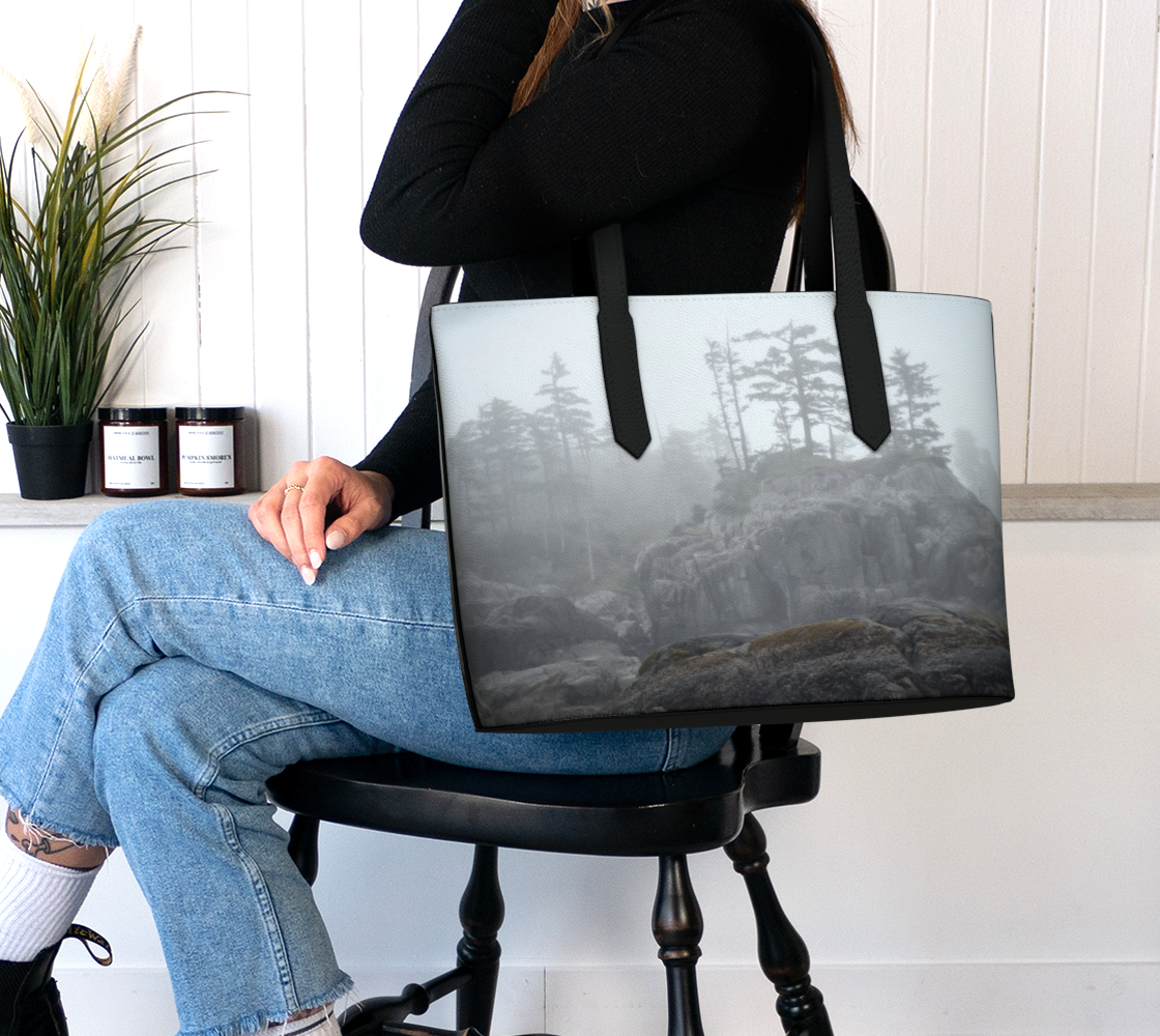 West Coast Landscape Fog Vegan Leather Tote Bag