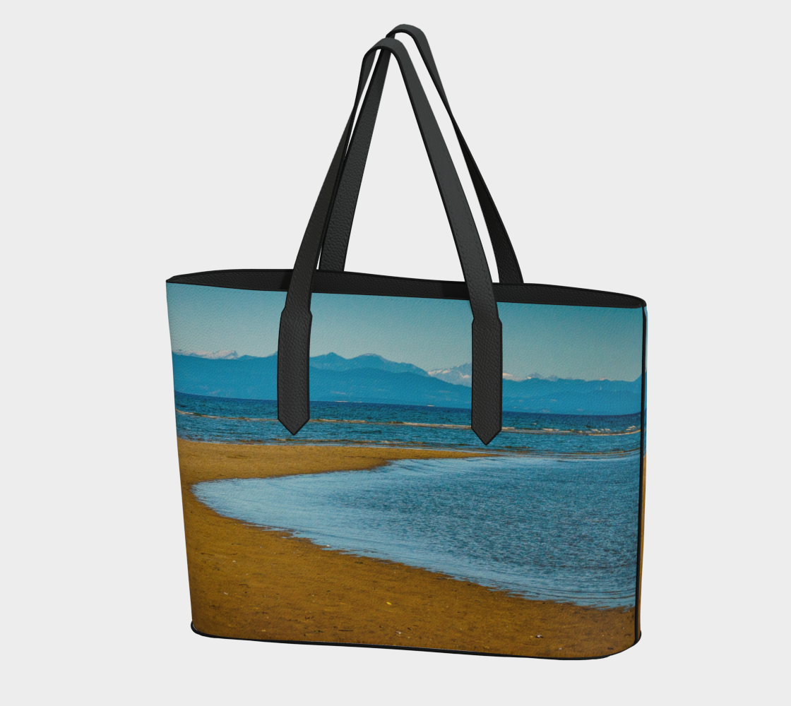 Parksville Beach Low Tide Vegan Leather Tote Bag