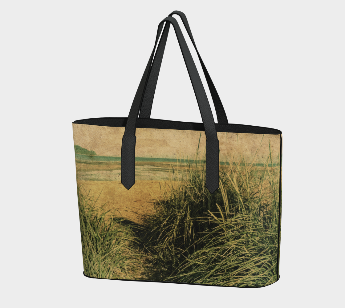 Vintage Beach Vegan Leather Tote Bag