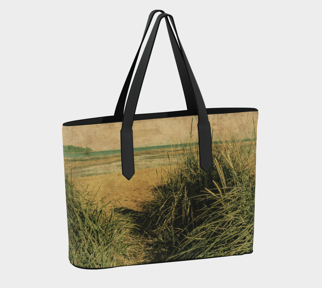 Vintage Beach Vegan Leather Tote Bag