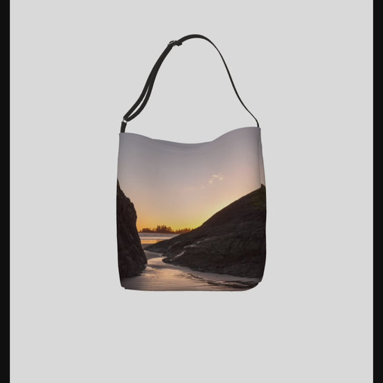 Video Long Beach Sunset Tofino Neoprene Day Tote: Breathtaking Coastal Landscape Print Bag