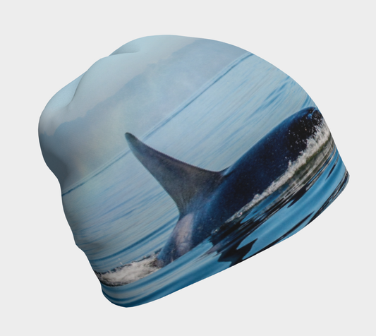 Right side Orca Spray beanie.