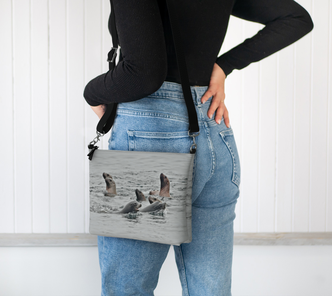 Sea Lions Vegan Leather Crossbody Purse