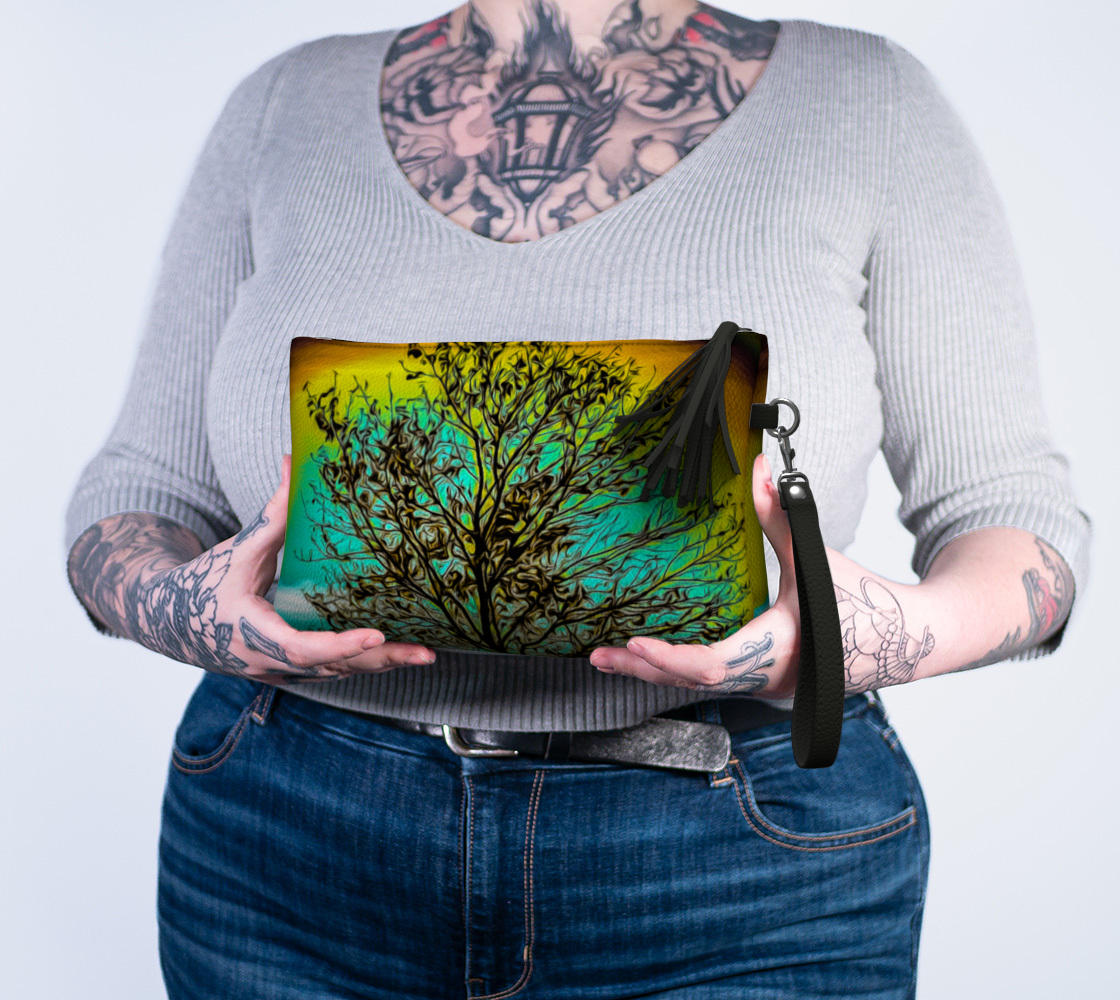 Island Tree of Life Vegan Leather Makeup Bag
