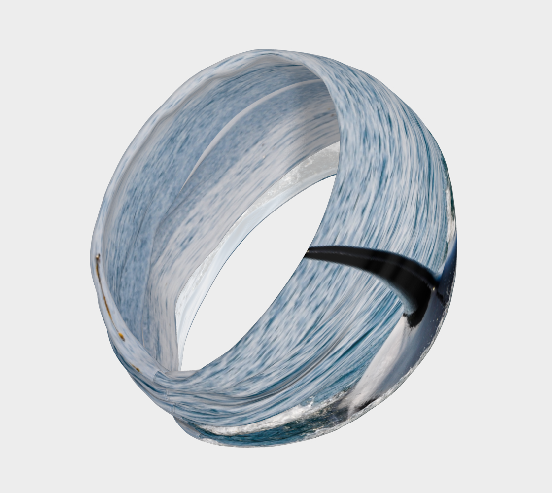Orcas by my Side headband and or neck gaiter features a image of a Mama and Baby Orca in the Salish Sea.