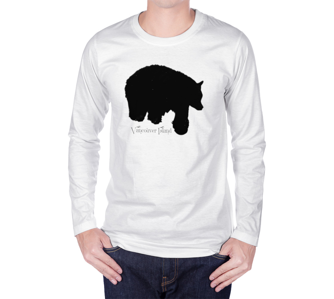 Bear Vancouver Island (Black Print) Long Sleeve Unisex T-Shirt Van Isle Goddess 100% cotton crew neck long sleeve super comfy tee is a must-have basic for any wardrobe.  Whether you’re going to a gig, a sports game, a rally, or just walking down the street, this lightweight, 100% cotton crew neck is perfect!