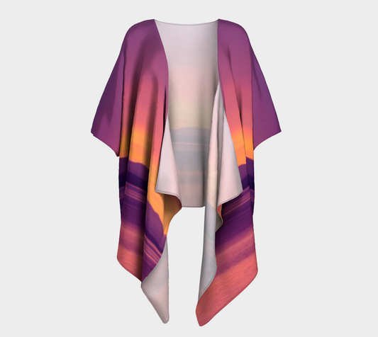 Front of the Vancouver Island Sunset draped kimono