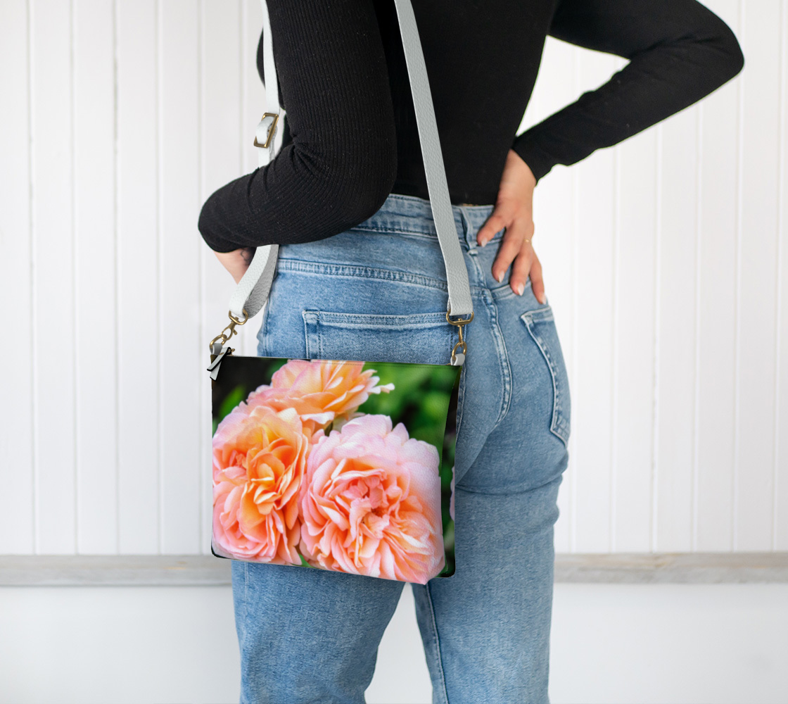 Happy Roses Vegan Leather Crossbody Purse