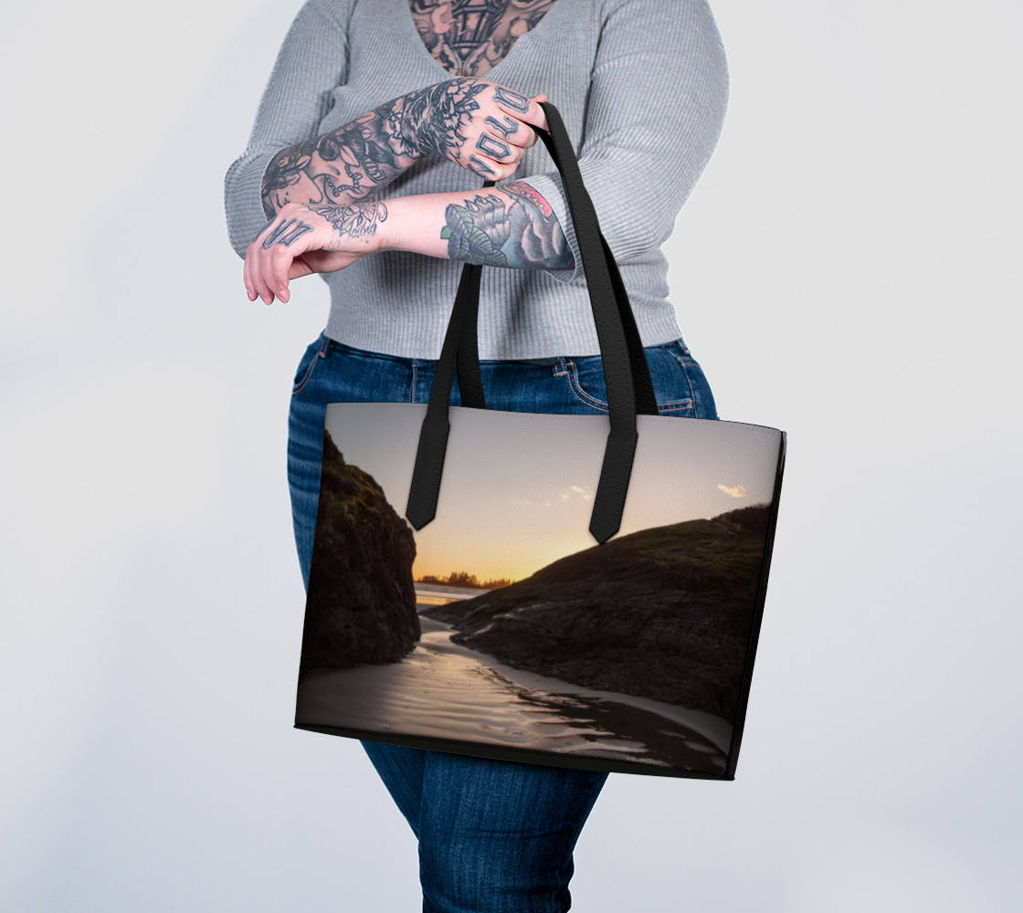 Long Beach Sunset Tofino Vegan Leather Tote Bag