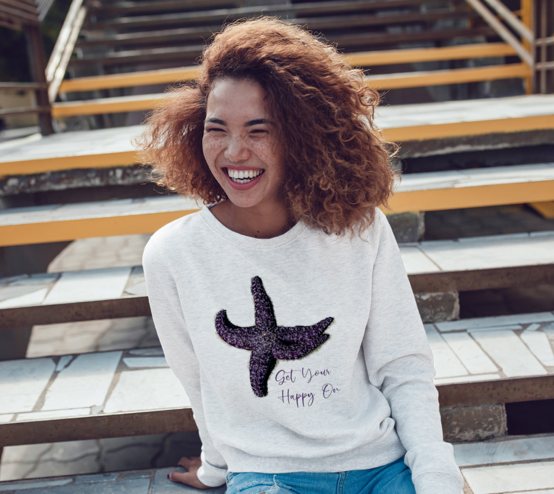 Get Your Happy On Starfish Unisex Crewneck Sweatshirt What’s better than a super cozy sweatshirt? A super cozy sweatshirt from Van Isle Goddess!  Super cozy unisex sweatshirt for those chilly days.  Excellent for men or women.   Fit is roomy and comfortable. 