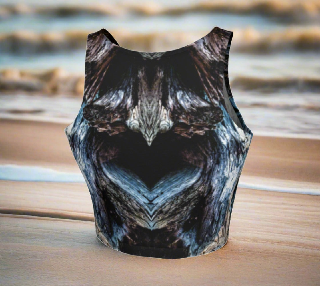 Beachwood Active Crop Top  Beachwood artwork by Roxy Hurtubise