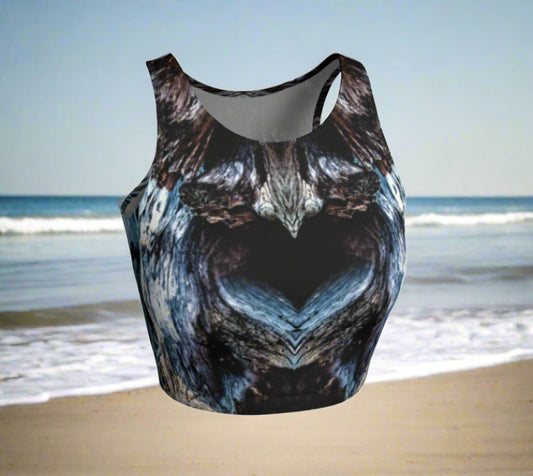 Beachwood Active Crop Top  Beachwood artwork by Roxy Hurtubise