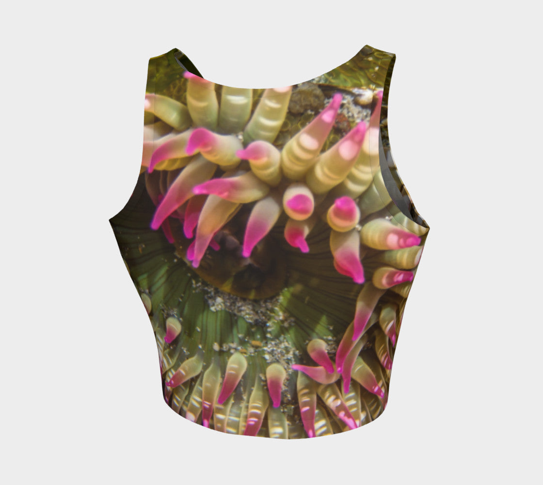 Enchanted Sea Anemone Athletic Crop Top  Enchanted Sea Anemone artwork by Roxy Hurtubise  Made to move with you!  Wear for your daily workouts, yoga, beach volleyball or as a bathing suit top!  Your Van Isle Goddess athletic crop top pairs up with our yoga or classic leggings and capris. Crop tops also look great with shorts, mini shorts, skirts fitted or flared.