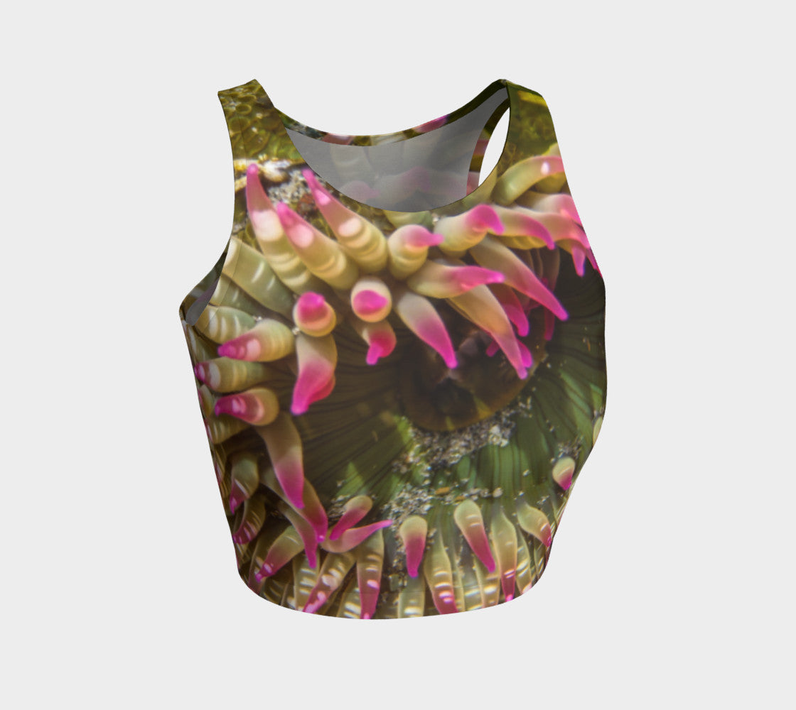 Enchanted Sea Anemone Athletic Crop Top  Enchanted Sea Anemone artwork by Roxy Hurtubise  Made to move with you!  Wear for your daily workouts, yoga, beach volleyball or as a bathing suit top!  Your Van Isle Goddess athletic crop top pairs up with our yoga or classic leggings and capris. Crop tops also look great with shorts, mini shorts, skirts fitted or flared.