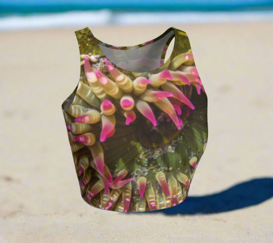 Enchanted Sea Anemone Active Crop Top  Enchanted Sea Anemone artwork by Roxy Hurtubise  