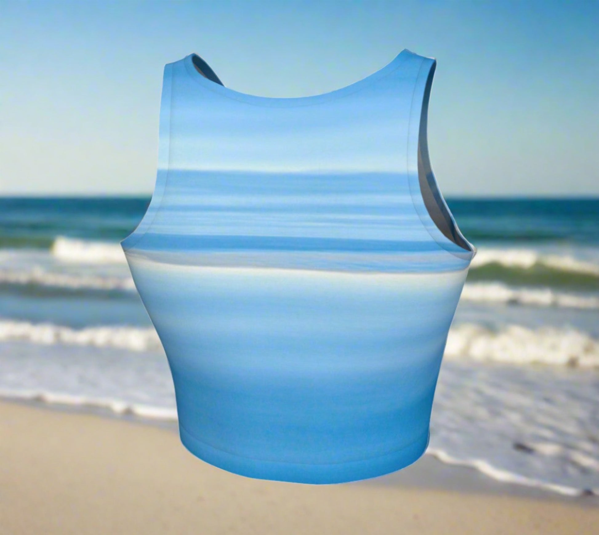 Ocean Blue Active Crop Top  Ocean Blue artwork by Roxy Hurtubise   Wear for your daily workouts, yoga, beach volleyball or as a bathing suit top!  