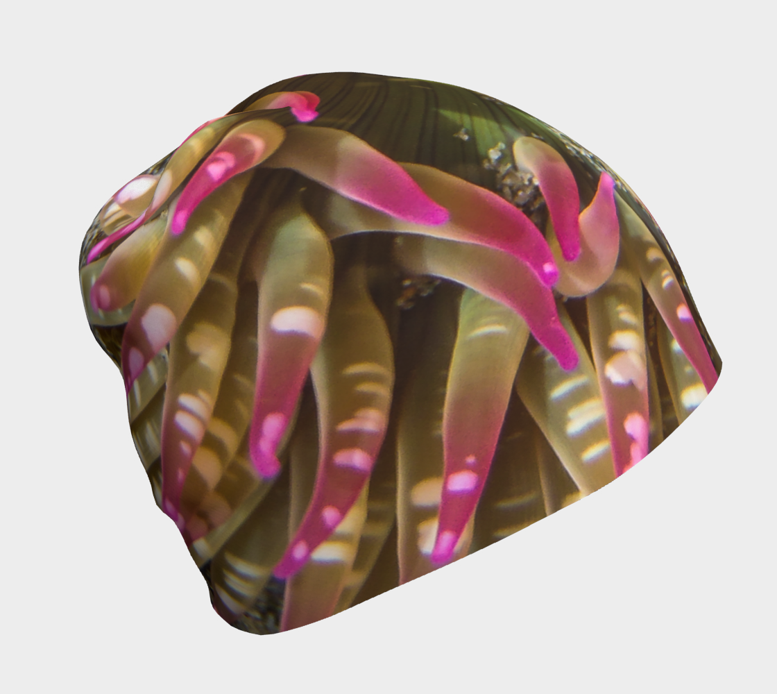 Right side Enchanted Sea Anemone Beanie by Roxy Hurtubise VanIsleGoddess.Com
