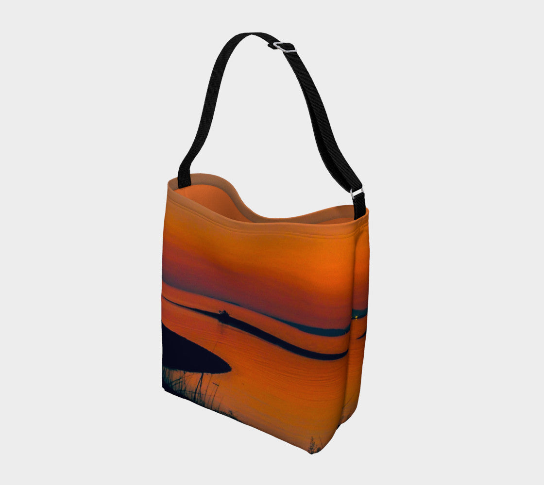 Calm and Clarity Day Tote  Everyday Day Tote for Everything!  Van Isle Goddess ultimate tote bag!   Adjustable strap for comfort, the tote is made from soft and supple neoprene that stretches to fit whatever you can put in it!    Vibrant artwork that will never fade with washing.  Calm and Clarity Artwork by  Roxy Hurtubise