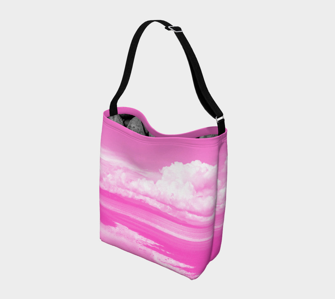 Parksville Beach in Pink Day Tote  Everyday Day Tote for Everything!  Van Isle Goddess ultimate tote bag!   Adjustable strap for comfort, the tote is made from soft and supple neoprene that stretches to fit whatever you can put in it!  