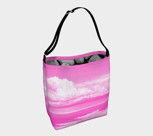 Parksville Beach in Pink Day Tote  Everyday Day Tote for Everything!  Van Isle Goddess ultimate tote bag!   Adjustable strap for comfort, the tote is made from soft and supple neoprene that stretches to fit whatever you can put in it!  