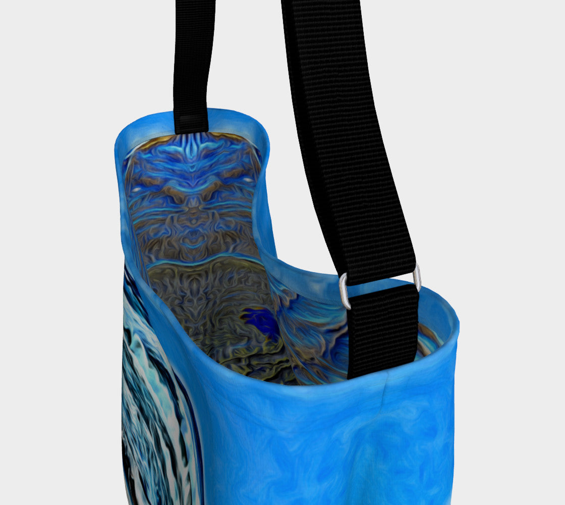 West Coast Waves Day Tote  Everyday Day Tote for Everything!  Van Isle Goddess ultimate tote bag!   Adjustable strap for comfort, the tote is made from soft and supple neoprene that stretches to fit whatever you can put in it!    Vibrant artwork that will never fade with washing.  West Coast Waves Artwork by  Roxy Hurtubise with low tide ripple interior.
