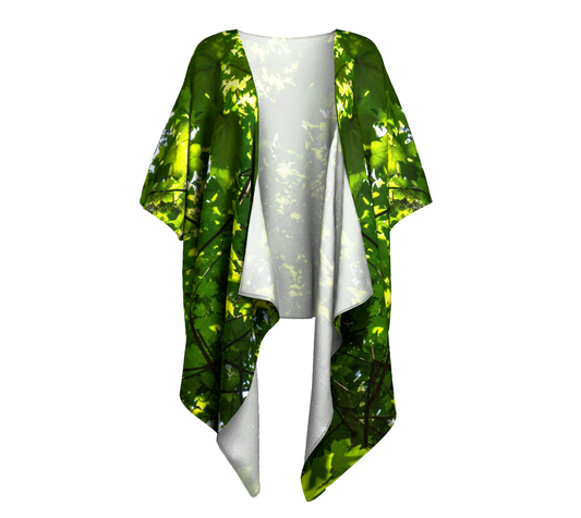 Canopy of Leaves Draped Kimono Front