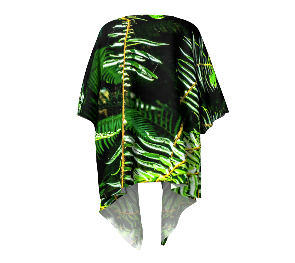 Rainforest Ferns Draped Kimono Back