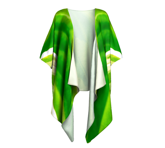 Hosta Green Draped Kimono Front